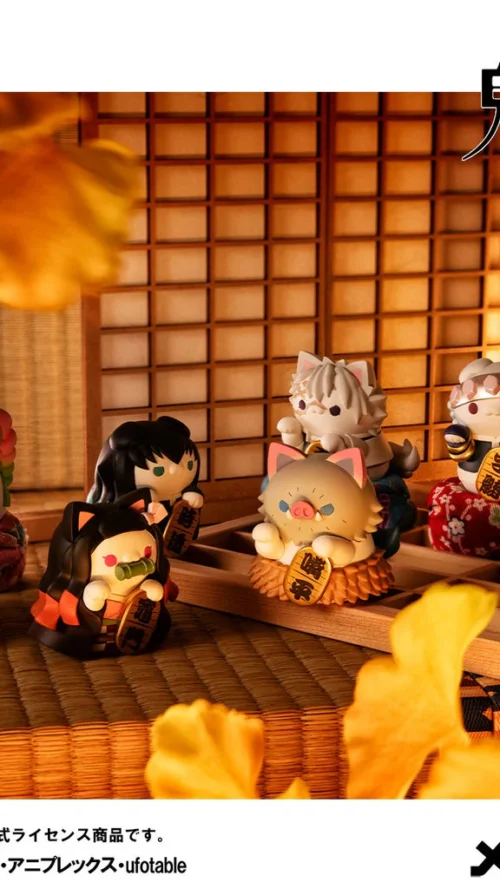 Demon Slayer Kimetsu no Yaiba Mega Cat Project Demon Slayer Fortune Cats ver. 02 Set (MegaHouse) with Gift
