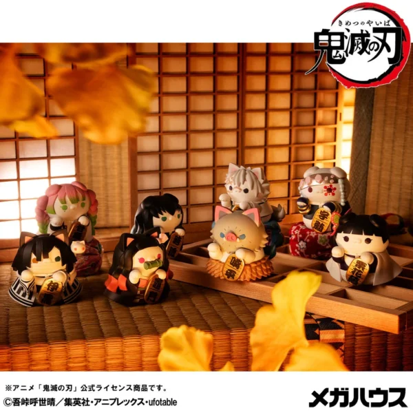 Demon Slayer Kimetsu no Yaiba Mega Cat Project Demon Slayer Fortune Cats ver. 02 Set (MegaHouse) with Gift
